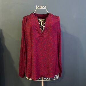 Burgundy and Red Patterned Women's Blouse